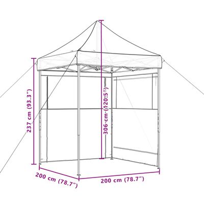 vidaXL Sammenleggbart partytelt pop-up med 2 sidevegger gråbrun