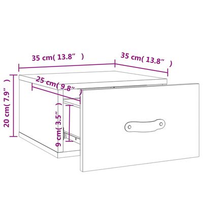 vidaXL Veggmonterte nattbord 2 stk hvit 35x35x20 cm