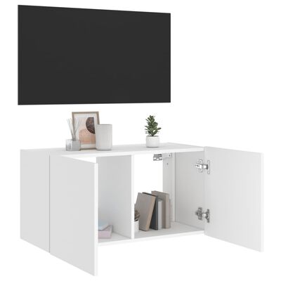 vidaXL Vegghengt TV-benk med LED hvit 80x35x41 cm