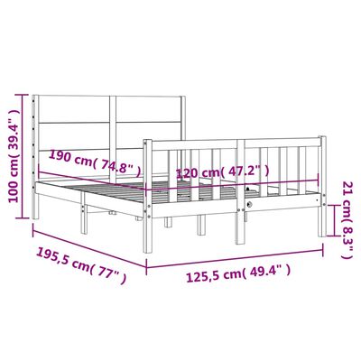 vidaXL Sengeramme med hodegavl svart small double heltre