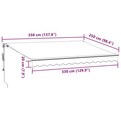 vidaXL Automatisk uttrekkbar markise antrasitt og hvit 350x250 cm