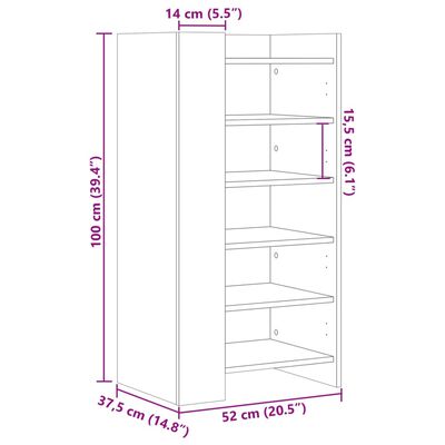 vidaXL Skoskap betonggrå 52x37,5x100 cm konstruert tre