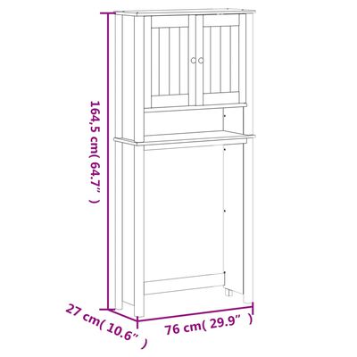 vidaXL Vaskemaskinskap BERG svart 76x27x164,5 cm heltre furu