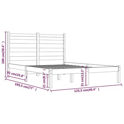 vidaXL Sengeramme svart heltre furu 120x190 cm Small Double