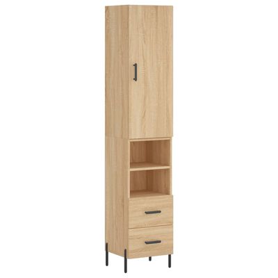 vidaXL Highboard sonoma eik 34,5x34x180 cm konstruert tre