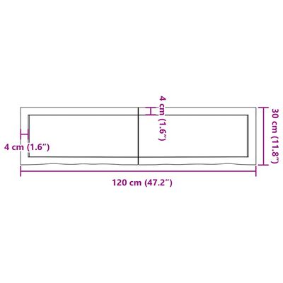 vidaXL Benkeplate til bad lysebrun 120x30x6 cm behandlet heltre