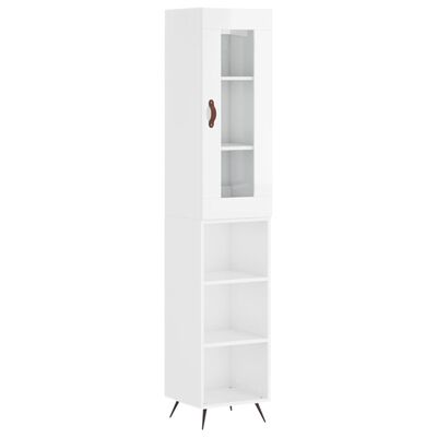 vidaXL Highboard høyglans hvit 34,5x34x180 cm konstruert tre