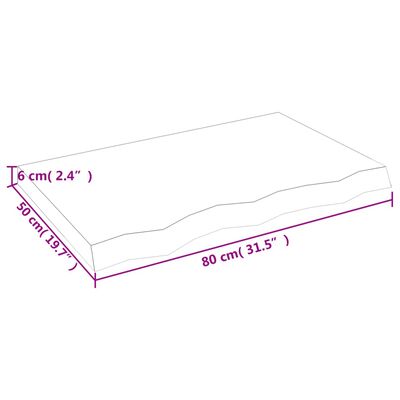 vidaXL Benkeplate til bad lysebrun 80x50x(2-6) cm behandlet heltre