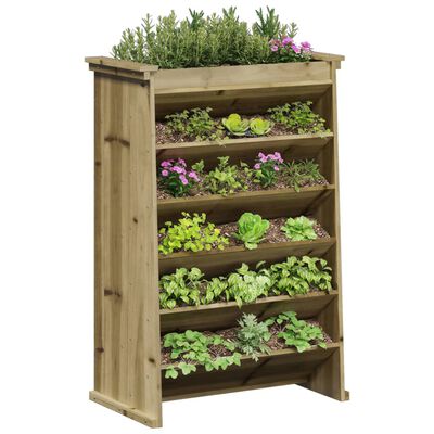 vidaXL Vegghengt plantekasse 6 etasjer 69x40x101,5 cm impregnert furu