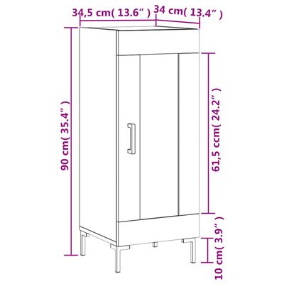 vidaXL Skjenk svart 34,5x34x90 cm konstruert tre