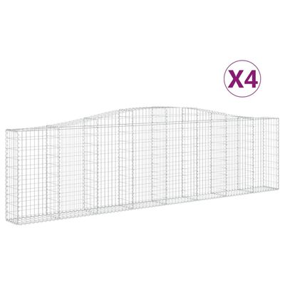 vidaXL Gabionkurver buede 4 stk 400x30x100/120 cm galvanisert jern