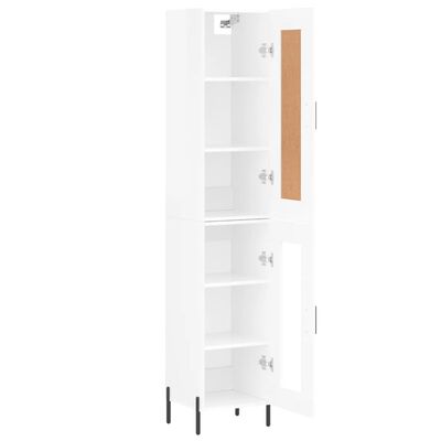 vidaXL Highboard høyglans hvit 34,5x34x180 cm konstruert tre