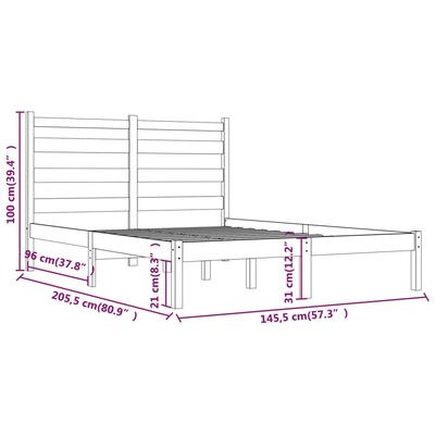 vidaXL Sengeramme svart heltre furu 140x200 cm