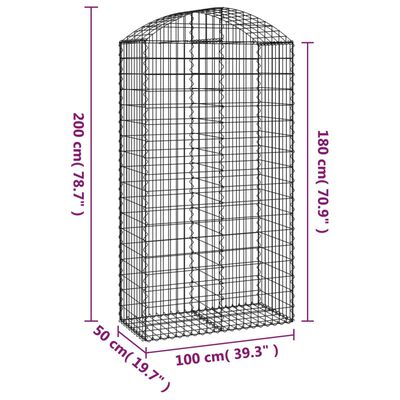 vidaXL Gabionkurv buet 100x50x180/200 cm galvanisert jern