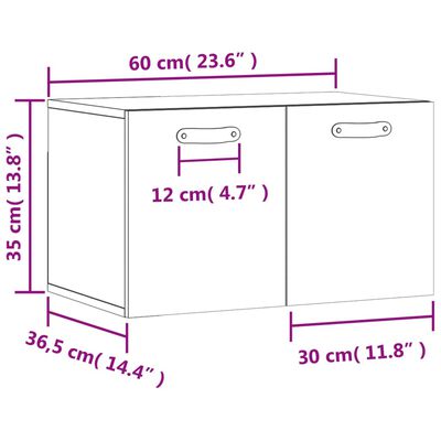 vidaXL Veggskap sonoma eik 60x36,5x35 cm konstruert tre