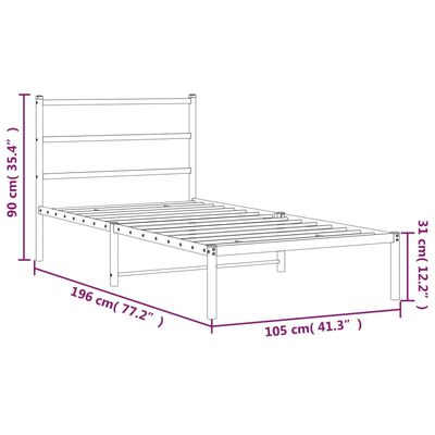 vidaXL Sengeramme i metall med hodegavl svart 100x190 cm