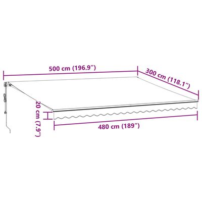 vidaXL Automatisk uttrekkbar markise LED antrasitt og hvit 500x300 cm