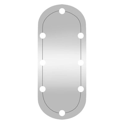 vidaXL Veggspeil med LED-lys 30x70 cm glass oval