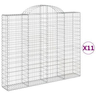 vidaXL Gabionkurver buede 11 stk 200x30x160/180 cm galvanisert jern