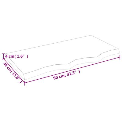 vidaXL Bordplate 80x40x(2-4) cm ubehandlet heltre eik