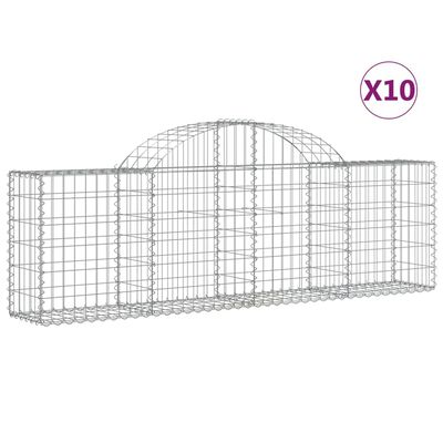 vidaXL Gabionkurver buede 10 stk 200x30x60/80 cm galvanisert jern