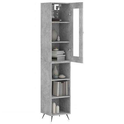 vidaXL Highboard betonggrå 34,5x34x180 cm konstruert tre