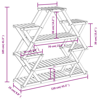 vidaXL Blomsterstativ 110x25x105 cm heltre gran