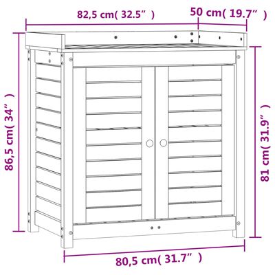 vidaXL Pottebord med hyller 82,5x50x86,5 cm heltre douglasgran