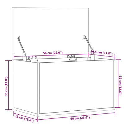 vidaXL Oppbevaringsboks røkt eik 60x35x35 cm konstruert tre