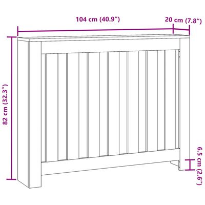 vidaXL Radiatordeksel brun eik 104x20x82 cm konstruert tre