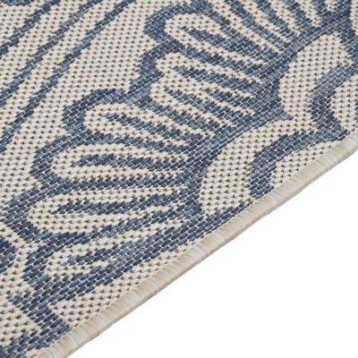 vidaXL Utendørs flatvevd teppe 80x250 cm blå mønster