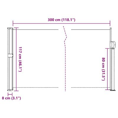 vidaXL Uttrekkbar sidemarkise beige 117x300 cm