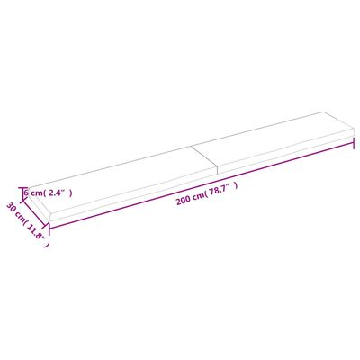 vidaXL Vegghylle 200x30x(2-6) cm ubehandlet heltre eik