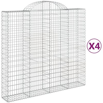 vidaXL Gabionkurver buede 4 stk 200x50x180/200 cm galvanisert jern