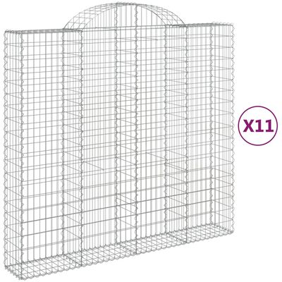 vidaXL Gabionkurver buede 11 stk 200x50x180/200 cm galvanisert jern