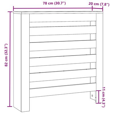 vidaXL Radiatordeksel røkt eik 78x20x82 cm konstruert tre