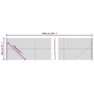 vidaXL Kjettinggjerde med flens grønn 2x10 m