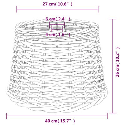 vidaXL Taklampeskjerm hvit Ø40x26 cm flettet