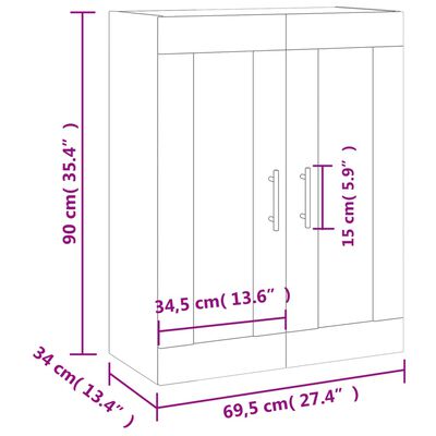 vidaXL Veggskap svart 69,5x34x90 cm