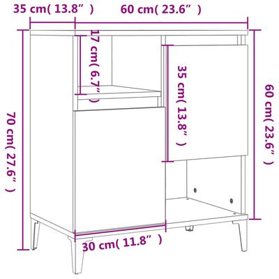 vidaXL Skjenker 2 stk svart 60x35x70 cm konstruert tre