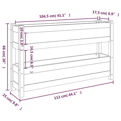 vidaXL Plantekasse grå 112x25x66 cm heltre furu