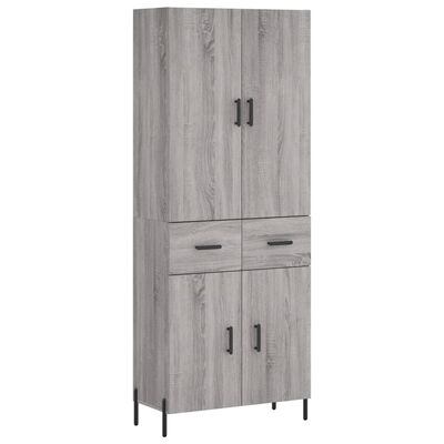 vidaXL Highboard grå sonoma 69,5x34x180 cm konstruert tre