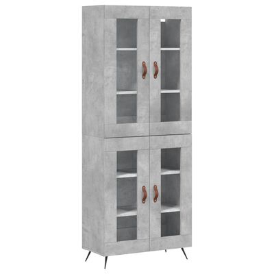 vidaXL Highboard betonggrå 69,5x34x180 cm konstruert tre