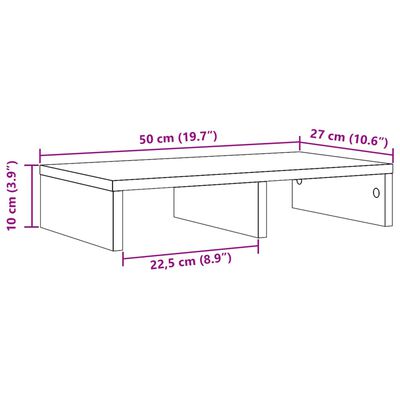 vidaXL Skjermhylle sonoma eik 50x27x10 cm konstruert tre