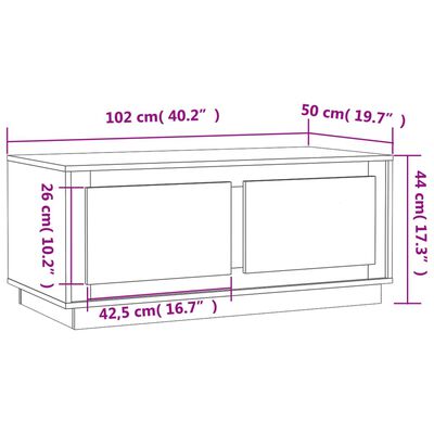 vidaXL Salongbord røkt eik 102x50x44 cm konstruert tre