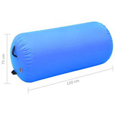 vidaXL Oppblåsbar gymnastikkrull med pumpe 120x75 cm PVC blå