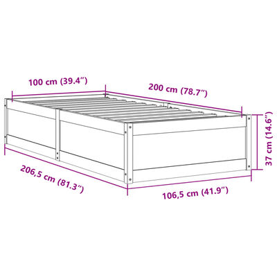 vidaXL Sengeramme 100x200 cm heltre furu