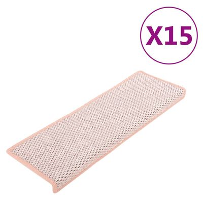 vidaXL Selvklebende trappematter sisal-utseende 15 stk 65x21x4 cm rød