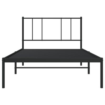 vidaXL Sengeramme i metall med hodegavl svart 75x190 cm