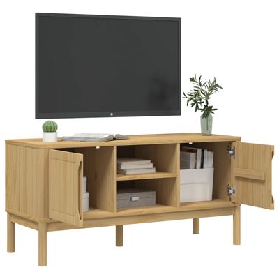 vidaXL TV-benk FLORO voksbrun 114x43x55 cm heltre furu